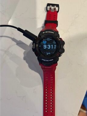 G-Shock Red and Black Digital Sport Watch with Rugged Bezel